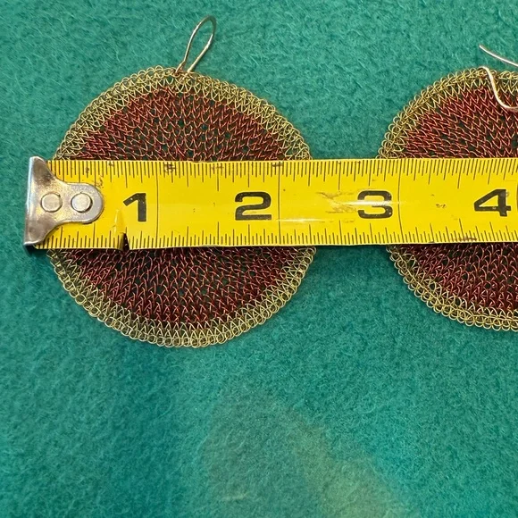 Brass and Copper Knitted Wire Hoop Earrings Hand Made in Bali🌸 - Picture 3 of 4